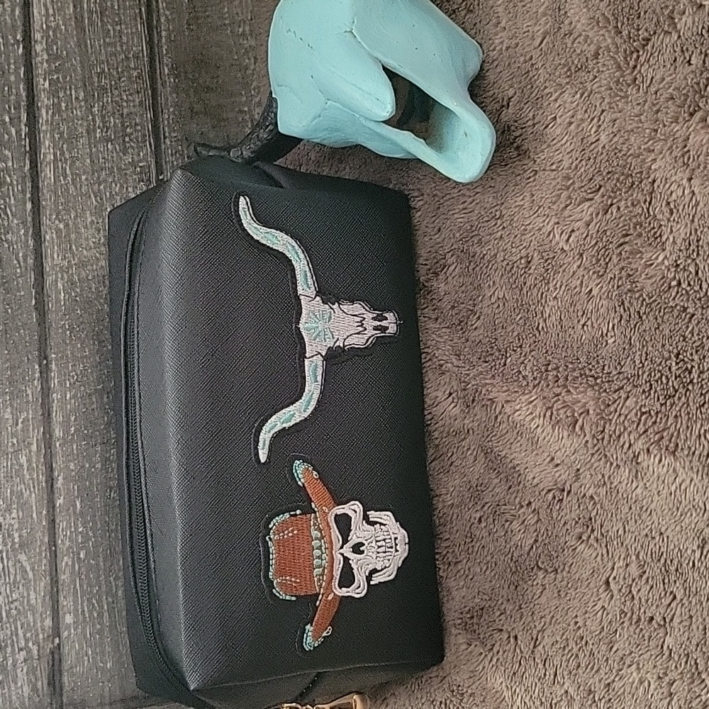 Western Steerhead Cowboy Skull Cosmetic/Travel Bag Gift Boho Rodeo Cowgirl